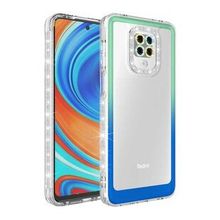 Zore Xiaomi Redmi Note 9S Simli ve Renk Geçiş Tasarımlı Lens Korumalı Park Kapak Kılıf
