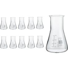 Zürih Ticaret Cam Erlen 250 mL - Erlenmeyer Flask - Geniş Boyunlu Isıya Dayanıklı - 10 Adetlik Toptan Set