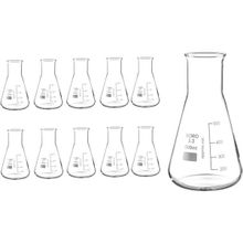 Zürih Ticaret Cam Erlen 500 mL - Erlenmeyer Flask - Geniş Boyunlu Isıya Dayanıklı - 10 Adetlik Toptan Set