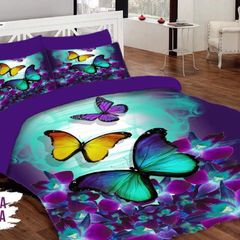 Alaca 3d Cift Kisilik Uyku Seti Beyaz Mor Kelebek Ciceksepeti