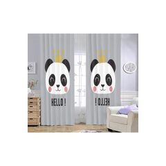 Bebişim Halı BI94 Sevimli Panda 70x260 cm Çocuk Odası Perde