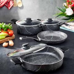 Karaca Silver Stone Bio Granit Metal Kulplu 7 Parca Dokum Set Karaca