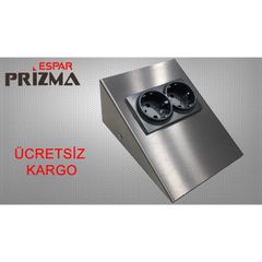 Tezgah Alti Ucgen Spot 2li Priz Inox Siyah Beyaz