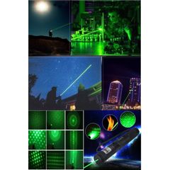 Şarjlı Anahtar Emniyetli Yeşil Lazer Pointer 1000mW Yüksek Güçlü Lazer  İşaretliyici 15 Km Etkili Işık Led