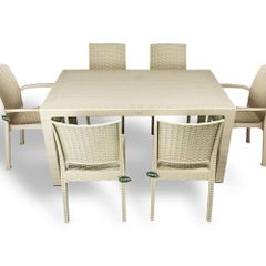 Daylight Rattan Masa 4 Lu Sandalye Camli Teak 90 X 90 Cm Fiyati