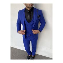 Deepsea Erkek Saks Mavi Dar Kesim Ceket 7356 Trendyol