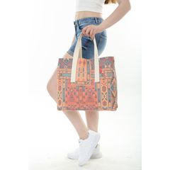 Kilim Mango Woven Ikkat Print with Upcycled Canvas Tote Bag – The