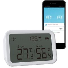 WiFi Temperature Humidity Monitor Wireless Smart Hygrometer Thermometer  with Light Intensity Detection Free APP Alerts & History
