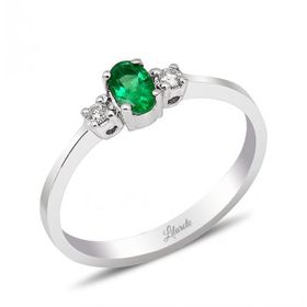 0.05 ct Pırlantalı Zümrüt Yüzük