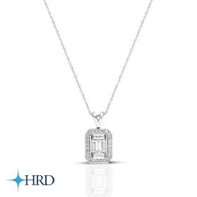 0.10 ct Modern Tasarım Baget Kare Tektaş Kolye