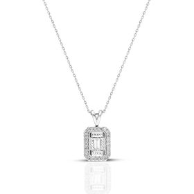 0.10 ct Modern Tasarım Baget Kare Tektaş Kolye