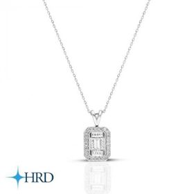 0.10 ct Modern Tasarım Baget Kare Tektaş Kolye