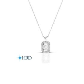 0.10 ct Modern Tasarım Baget Kare Tektaş Kolye