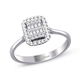 0.12 ct Modern Tasarım Baget Kare Tektaş Yüzük