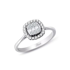 0.12 ct Modern Tasarım Baget Kare Tektaş Yüzük
