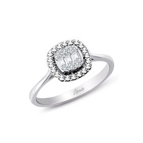 0.12 ct Modern Tasarım Baget Kare Tektaş Yüzük