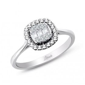 0.12 ct Modern Tasarım Baget Kare Tektaş Yüzük