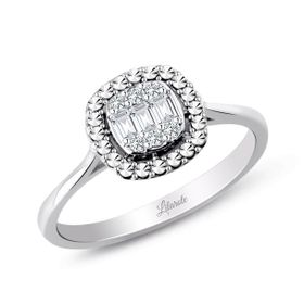 0.12 ct Modern Tasarım Baget Kare Tektaş Yüzük