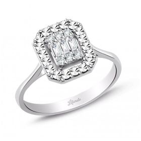 0.15 ct Modern Tasarım Baget Kare Tektaş Yüzük