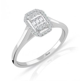 0.15 ct Modern Tasarım Baget Kare Tektaş Yüzük