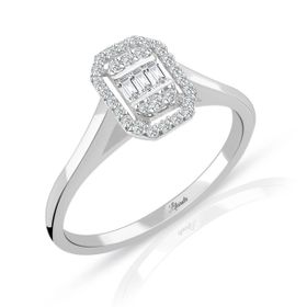 0.15 ct Modern Tasarım Baget Kare Tektaş Yüzük