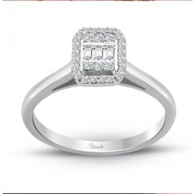 0.20 ct Baget Kare Tektaş Modern Tasarım Yüzük