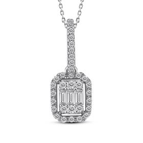 0.25 ct Modern Tasarım Baget Kare Tektaş Kolye