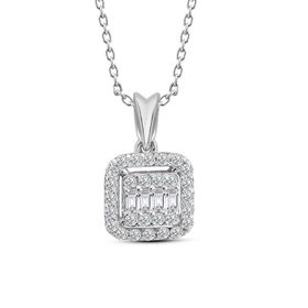 0.25 ct Modern Tasarım Baget Kare Tektaş Kolye