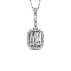 0.25 ct Modern Tasarım Baget Kare Tektaş Kolye