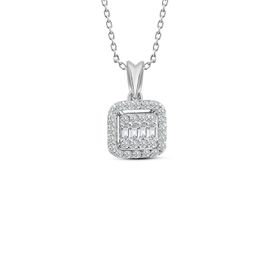 0.25 ct Modern Tasarım Baget Kare Tektaş Kolye
