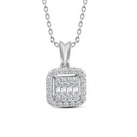 0.25 ct Modern Tasarım Baget Kare Tektaş Kolye