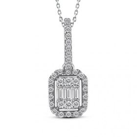 0.25 ct Modern Tasarım Baget Kare Tektaş Kolye