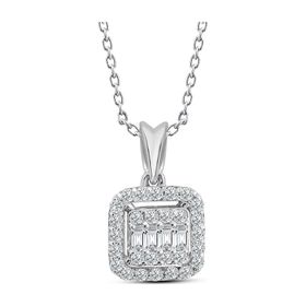 0.25 ct Modern Tasarım Baget Kare Tektaş Kolye