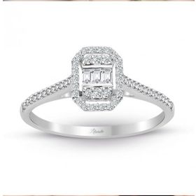 0.25 ct Modern Tasarım Baget Kare Tektaş Yüzük