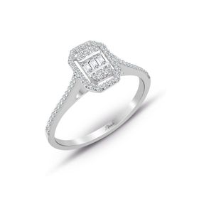 0.25 ct Modern Tasarım Baget Kare Tektaş Yüzük