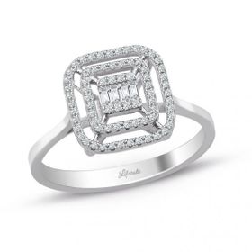 0.25 ct Modern Tasarım Çift Sıra Baget Pırlanta Yüzük