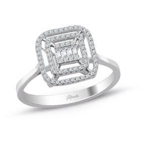 0.25 ct Modern Tasarım Çift Sıra Baget Pırlanta Yüzük