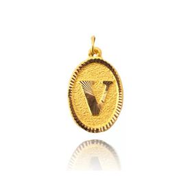 0.25 gr 14 Ayar Altın V Harf Kolye Ucu
