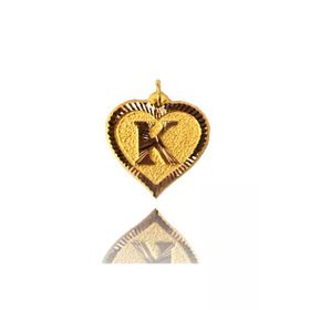 0.25 gr 14 Ayar K Harfi Kalp Kolye Ucu