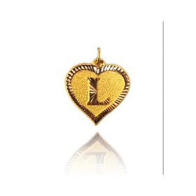 0.25 gr 14 Ayar L Harfi Kalp Kolye Ucu