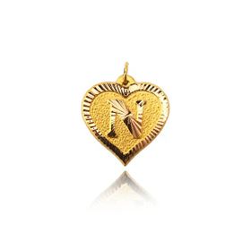 0.25 gr 14 Ayar N Harfi Kalp Kolye Ucu