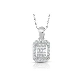 0.30 ct Baget Pırlanta Kare Tektaş Kolye