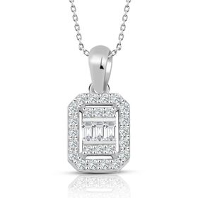 0.30 ct Baget Pırlanta Kare Tektaş Kolye