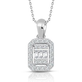 0.30 ct Baget Pırlanta Kare Tektaş Kolye