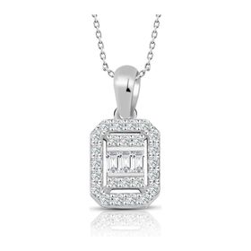 0.30 ct Baget Pırlanta Kare Tektaş Kolye