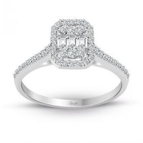 0.34 ct Modern Tasarım Baget Kare Tektaş Yüzük