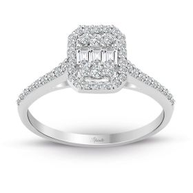 0.34 ct Modern Tasarım Baget Kare Tektaş Yüzük