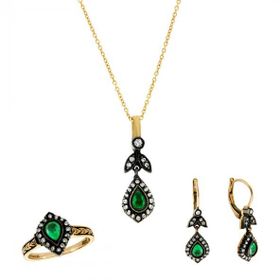 0.39 ct Zümrüt Elmas Set