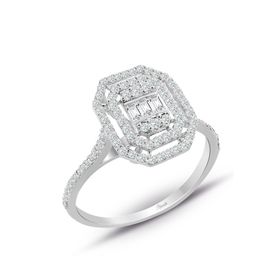 0.45 ct Modern Tasarım Baget Kare Tektaş Yüzük