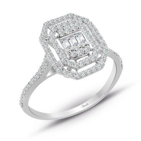 0.45 ct Modern Tasarım Baget Kare Tektaş Yüzük